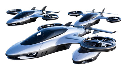 Flying car isolated on transparent background.