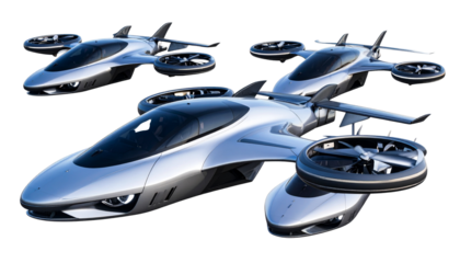 Flying car isolated on transparent background.