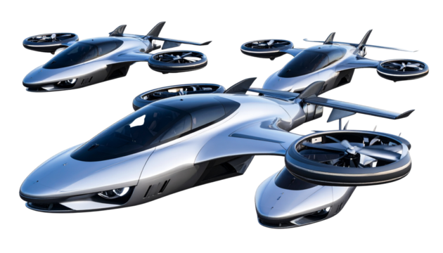Flying car isolated on transparent background.