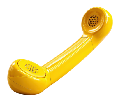 yellow telephone handset shows communication and connection with retro design and plastic material