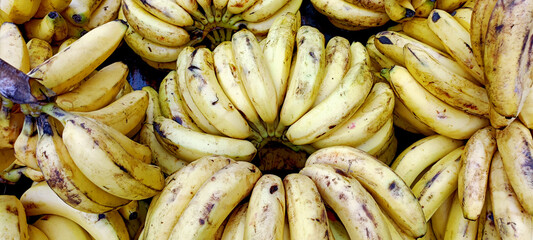 Bunches of Fresh Ripe Bananas at a Local Fruit Market