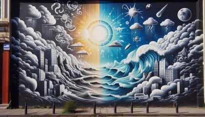 Street Art Mural with Weather Phenomena