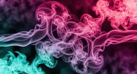 Fototapeta premium Abstract colorful smoke design on dark background for overlays