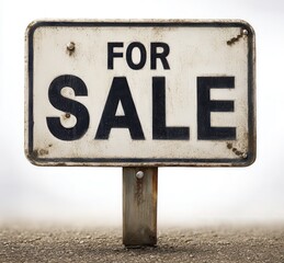 Vintage for sale sign on a metal post displays property availability and real estate opportunity outdoors