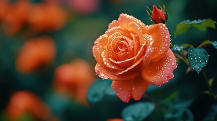 Orange Rose Dew Drops: A Stunning Close-Up