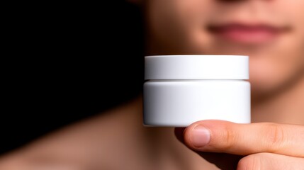 A close up of a taking care of his skin by applying a moisturizing cream in front of the bathroom mirror. Gentleman s daily grooming ritual meticulous skincare routine using rich lotion