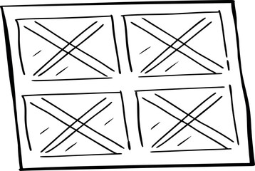 "Abstract Crisscross Panel Grid — Hand-Drawn Line Art Tile Design"