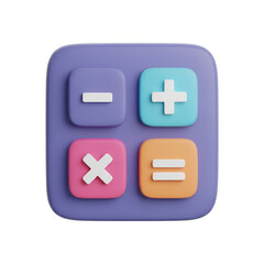 Fototapeta premium 3d rendering vector icon of a calculator with plus minus multiply and equals symbols isolated on transparent background