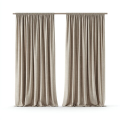 Two Beige Curtains Hanging On A Rod fabric textile