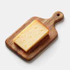 Wedge of Swiss cheese on wooden cutting board cheese wedge