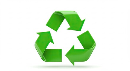 Green recycling symbol with three arrows forming a triangle shape design