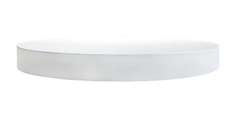 Clean white product display stand with three steps showcases contemporary design against a transparent background, ideal for presentations and marketing materials, featuring a transparent backdrop.
