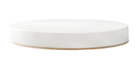 Minimalist presentation featuring a round white pedestal on a transparent backdrop, perfect for showcasing products or artistic creations in a clean and modern manner, transparent background