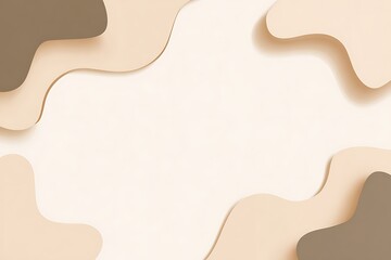 Minimalist flat illustration featuring soft beige abstract shapes on clean white background, central blank space ideal for text placement, social media story, marketing presentation
