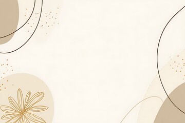 Minimalist vector background with white base, abstract rounded beige and amber shapes, soft lines and dots, decorated border design for Instagram stories, profile covers, social media templates