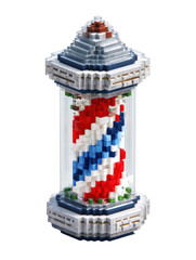 Classic Old Fashioned Barber Pole 3D Rendering with Red White and Blue Stripes