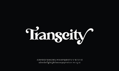 Obraz premium Attractive elegant transcity serif alphabet display font vector with ligature style