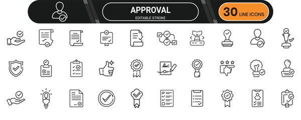 Approval line icons showing verified checks, document validation, user permissions, and official confirmation elements