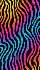 Zebra stripes pattern with vibrant rainbow gradient colors, psychedelic and abstract pop art animal print for creative backgrounds.


