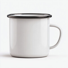 White enamel camping mug with black rim enamel mug 1