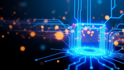 Glowing Digital Background with Blue LED Circuit