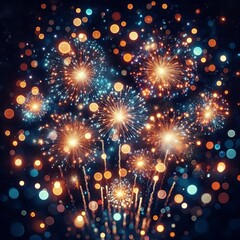 Obraz premium Fireworks Bokeh The burst of fireworks creates a sparkling dynam