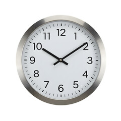 Modern minimalist wall clock with clean design isolated on white background, perfect for interior design, decor mockup, and time concept presentations.