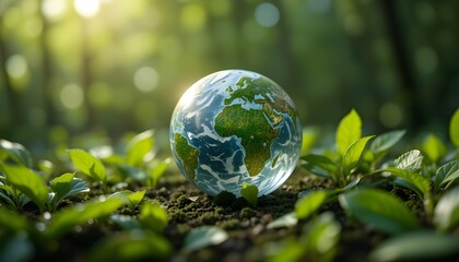 globe planet and leaves. Ecology concept
