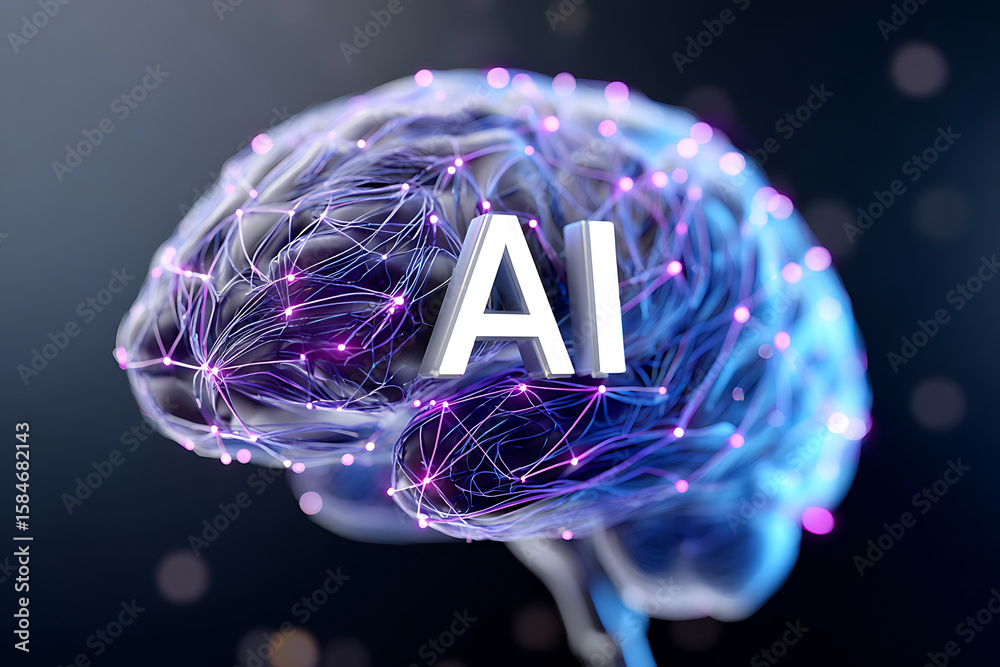 Poster exploring the connection between artificial intelligence and neural networks in modern technology