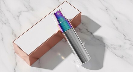 Discover the elegance of refillable perfume atomizer and its packaging on a marble surface today