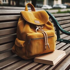 Corduroy Slouchy Backpack A soft mustard yellow corduroy backpac