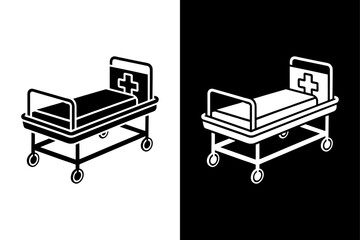 Hospital Bed Vector Icon. Flat Design for Medical, Health, and Emergency Use
