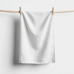 White Textured Dish Towel Hanging on Clothesline kitchen towel 1