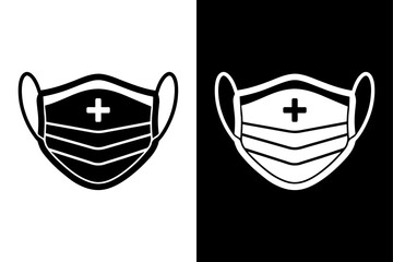 Corona Protection Face Mask Symbol. Silhouette Icon for Health and Medical Graphics