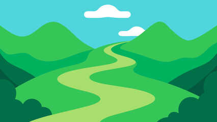 Flat Green Valley with Winding River