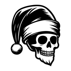skull on santa hat silhouette  