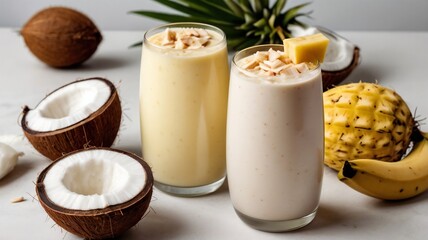 Tropical Smoothies with Coconut, Pineapple, and Banana 