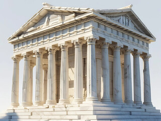 Naklejka premium Classical Greek buildings with magnificent pillars display an ancient architectural heritage full of history and high aesthetic value.