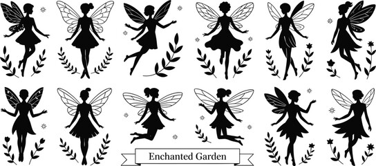 Enchanting Fairy Silhouettes: Whimsical Winged Designs for Magical Projects