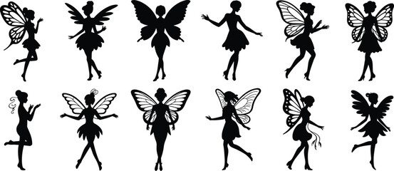 Enchanting Fairy Silhouettes: Whimsical Winged Designs for Magical Projects