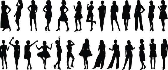 tylish Silhouettes: Elegant Women in Sophisticated Outfits, Modern Fashion Poses