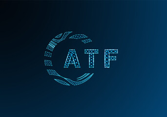 ATF low poly letter logo vector design. ATF lower poly logo design. ATF unique low poly logo design.
