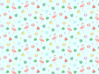 フラミンゴのパターンイラスト、背景・壁紙