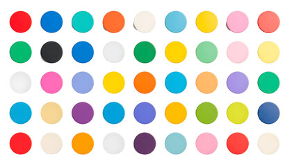 Array of Colorful Circular Discs: A Vibrant Spectrum of Round Shapes