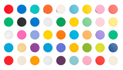 Array of Colorful Circular Discs: A Vibrant Spectrum of Round Shapes