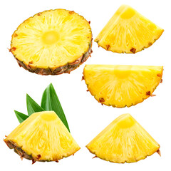 Vibrant Pineapple Slices with Fresh Green Leaves