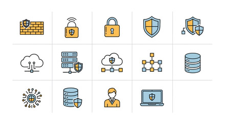 Colorful Data Security Icons Representing Digital Protection.