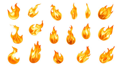 Vivid Collection of Hand Drawn Fiery Flames