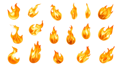 Vivid Collection of Hand Drawn Fiery Flames