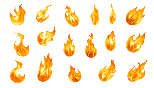 Vivid Collection of Hand Drawn Fiery Flames